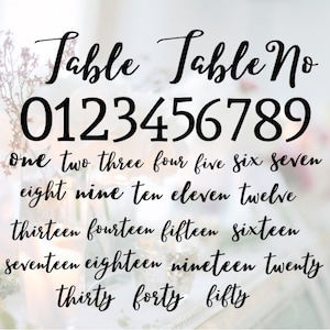 Wedding table numbers svg, wedding sign svg, calligraphy numbers svg, table number sign svg