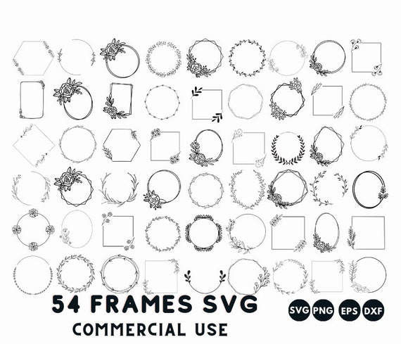monogram frame svg bundle, floral frame svg, wreath frame svg, digital frame