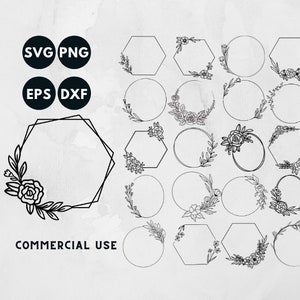 marco floral svg, boda svg, marco monograma svg, marco svg, marco digital, uso comercial