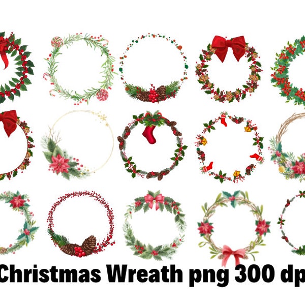 Christmas wreath png, Frame png bundle, Wreath frame png, Digital frame, Christmas png, Commercial use