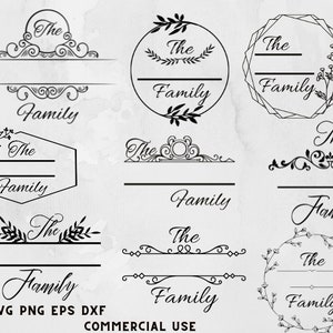 Family name monogram svg, Split Family Monagram Svg, Christmas Name Frame Svg, Ornament svg, Split Monogram Svg PNG,DXF