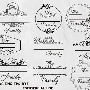 Familienname Monogramm svg, Split Familie Monagram svg, Weihnachtsname Rahmen svg, Ornament svg, Split Monogramm svg png, DXF