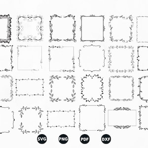 Monogramm Rahmen svg Bündel, Blumenrahmen svg, Kranzrahmen svg, digitaler Rahmen