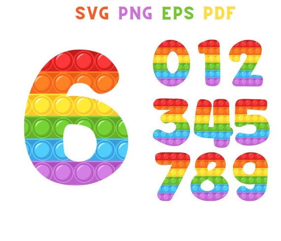 pop it svg , poppin svg, chiffres svg, DIY fidget toys svg, chemise anti  stress svg, pop it clipart, fidget toys cut file, arc-en-ciel d’anniversaire