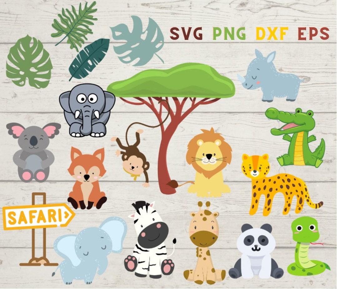 Safari Animals Svg, Safari Svg, Animal Cut File, Birthday Svg, İnstant