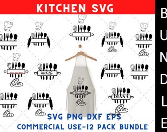 Kitchen Split frame svg, split monogram svg, kitchen sign svg, cooking svg, baking svg, cut file for cricut