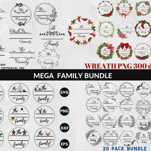 Die Familie Rahmen Bundle SVG, Ornament svg, Familienname Monogramm svg, Split Familie Monagramm svg, Split Monogramm svg, kommerzielle Nutzung