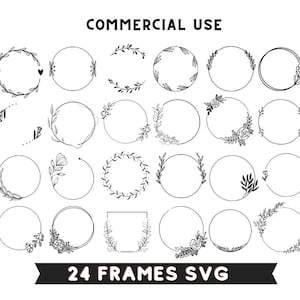 Monogramm Rahmen svg Bündel, Blumenrahmen svg, Kranzrahmen svg, digitaler Rahmen