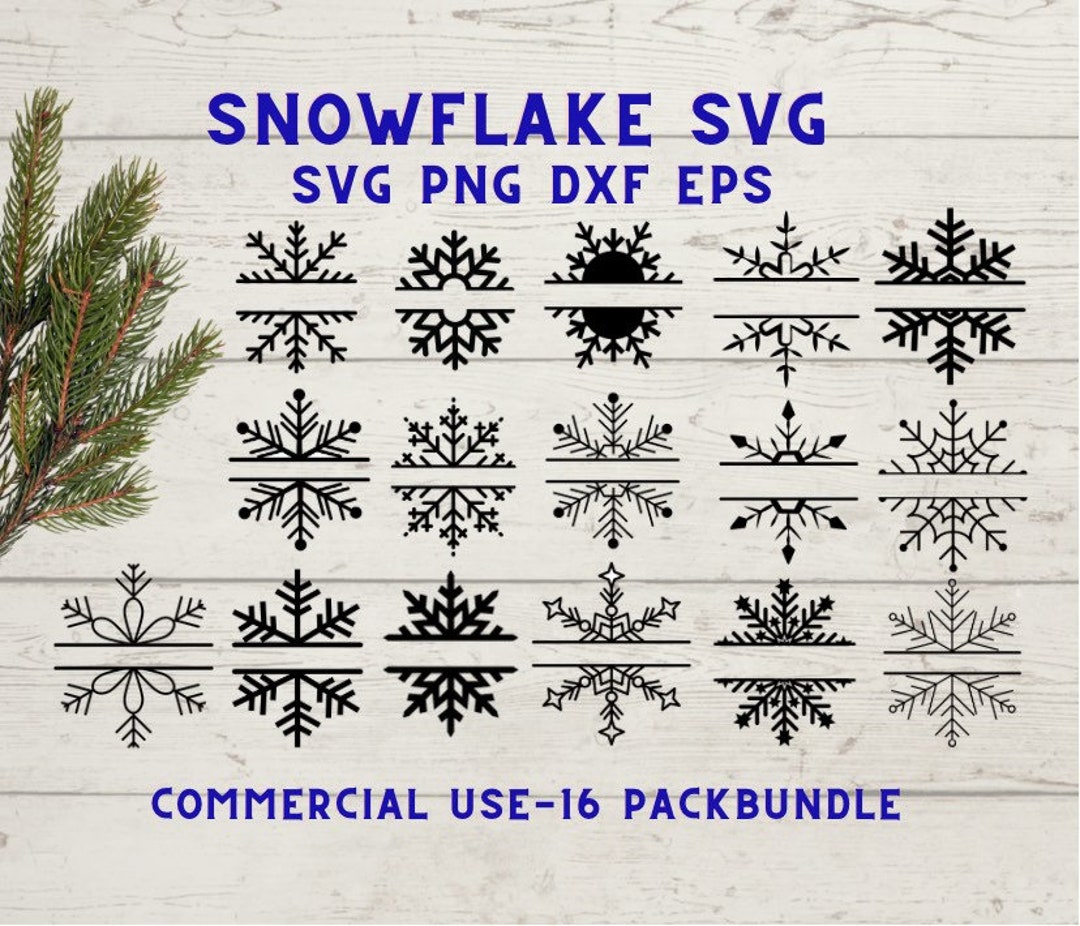 Snowflake Monogram Svg Bundle, Split Snowflake Svg , Christmas Name ...