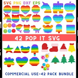 pop it svg bundle DIY fidget toys svg, shirt anti stress svg, pop it clipart, fidget toys cut file, pop it svg birthday rainbow