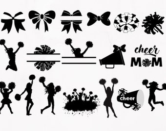 cheerleader svg, cheer svg, cheer design, cheer cut file, pom pom svg, cheer mom svg, svg files for cricut