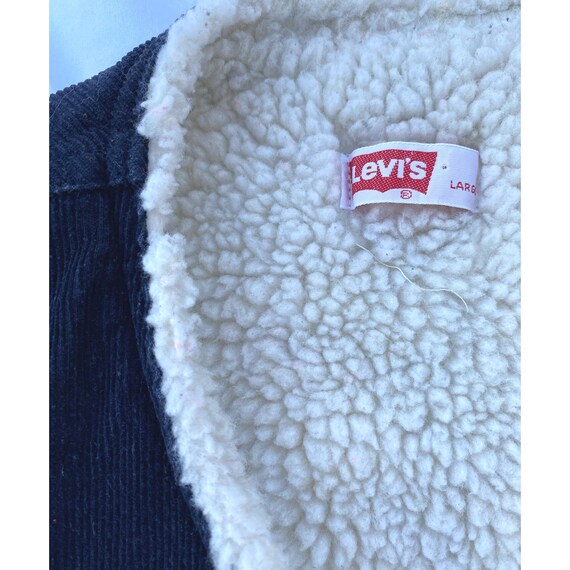 Vintage 80s Levi's navy corduroy sherpa button ve… - image 3