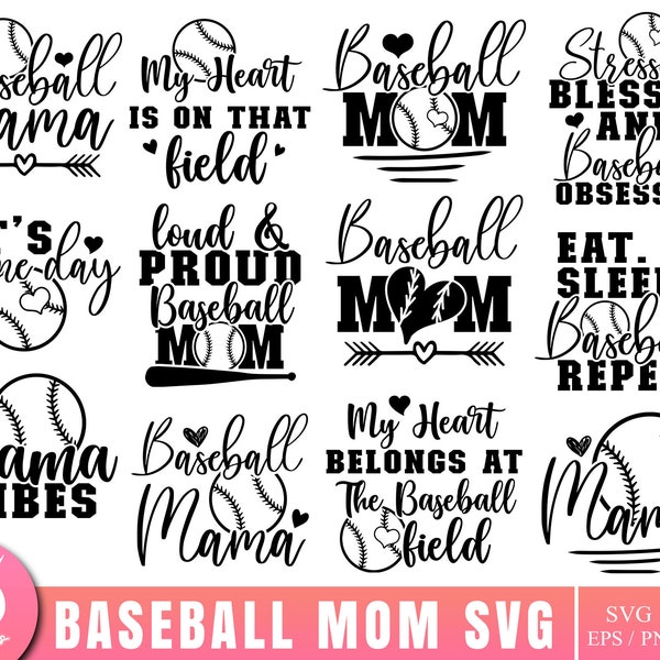 Baseball Mom Svg Png Eps Bundle, Love Baseball Svg, Baseball Typography svg, Baseball svg for t-shirts, baseball graphics, baseball svg