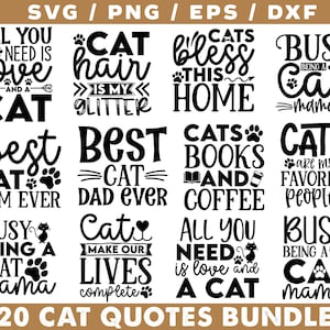 猫の名言 SVG バンドル、面白い猫のデザイン、猫の SVG、ママライフの SVG、猫好きの SVG、猫ママの SVG、猫のシルエットの SVG、猫の名言 SVG、猫好きの SVG