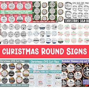 150 Christmas Round sign svg, Christmas Round sign mega bundle, Door sign, Door hanger svg, Christmas ornament svg