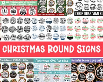 150 Christmas Round sign svg, Christmas Round sign mega bundle, Door sign, Door hanger svg, Christmas ornament svg