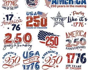 USA 250th Anniversary PNG Bundle, Patriotic Clipart, 4th of July shirt, USA 250 shirt png