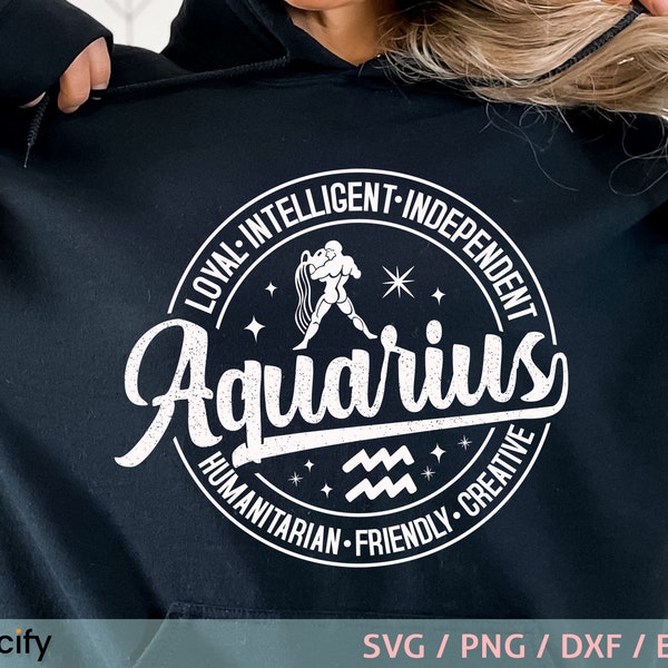 Aquarius, Aquarius svg design, Aquarius shirt design, Aquarius png, Zodiac sign file, Lively, Versatile, Adventurous, Passionate, Positive