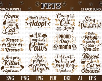Adorable Pets svg Bundle | Cats svg | Adorable Dogs Bundle | Printable File | Cricut svg | Silhouette svg (SI)