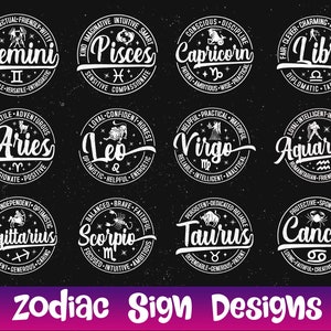 Zestaw koszulek ze znakiem zodiaku, zestaw svg ze znakiem zodiaku, png ze znakiem zodiaku, motywacja ze znakiem zodiaku, prezent ze znakiem zodiaku dla mamy, taty, svg ze znakiem zodiaku dla Cricut, laser