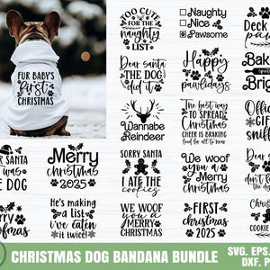 Christmas Dog Bandana SVG Bundle, Dog Paw Print SVG, Funny Quotes Png, Merry Woofmas SVG, bandana svg bundle, Christmas svg bundle