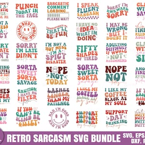 Retro Sarcastic Svg Shirt bundle, Sarcasm Front and Back Shirt Svg Bundle, Funny quotes Clipart svg,  Sarcastic Sayings Svg, Adult Humor Svg