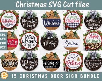 Christmas door sign svg bundle, Christmas door sign bundle, Christmas round sign svg, Round sign bundle, Christmas sign bundle, Svg signs