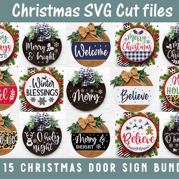 Christmas door sign svg bundle, Christmas door sign bundle, Christmas round sign svg, Round sign bundle, Christmas sign bundle, Svg signs
