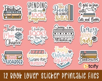 Book Lovers Sticker Bundle, Book sticker Png, Book Lover Book Reader Stickers, Laptop Notebook Water Bottle Table Scrapbook Journal, Gift