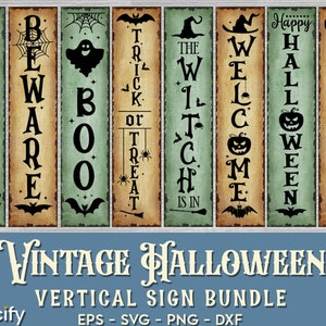 Vintage Halloween Vertical Porch Sign, Vertical Porch Sign, Halloween svg, Halloween Porch Signs svg, Halloween tall door sign
