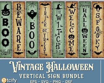 Vintage Halloween Vertical Porch Sign, Vertical Porch Sign, Halloween svg, Halloween Porch Signs svg, Halloween tall door sign