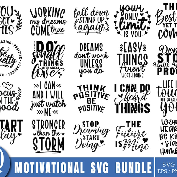 Motivation Quotes SVG Bundle, Inspirational quote bundle, mental health svg, strong mind svg, Positive Quote, Saying Svg, Png Files