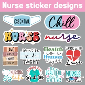 Nurse Printable stickers, Nurse Png stickers, Nurse svg bundle, Sticker bundle, Nursing & Healthcare stickers, Healthcare sticker design