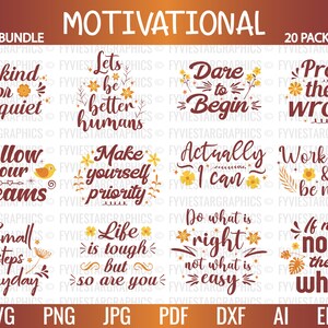 Motivational Quotes svg Bundle | Motivational svg | Motivational Sayings Bundle | Printable File | Cricut svg | Silhouette svg (SI)