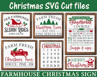 Farmhouse Christmas Sign svg Bundle Christmas svg bundle, farmhouse wall decor svg cut file, Santa Sign Svg, Farmhouse Christmas Svg Bundle