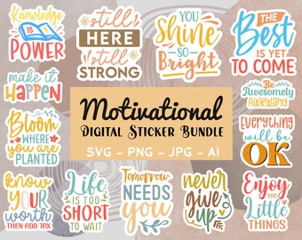 Boho Motivational Quotes Svg Png Sticker Bundle, Motivational Quotes, Positive affirmations, Mental Health, Self Care svg, Printable sticker