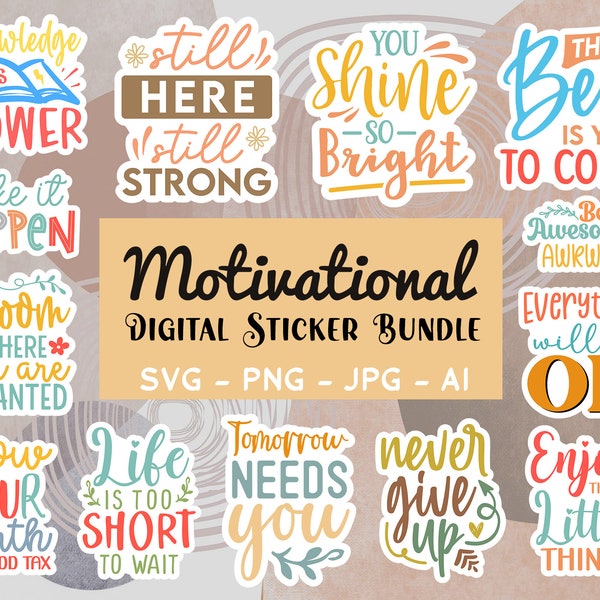 Boho Motivational Quotes Svg Png Sticker Bundle, Motivational Quotes, Positive affirmations, Mental Health, Self Care svg, Printable sticker