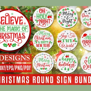 Christmas Round Signs SVG Bundle, Christmas sign Bundle, sign Bundle,Christmas Round Decorations,Christmas Tree Ornament,Christmas Farmhouse
