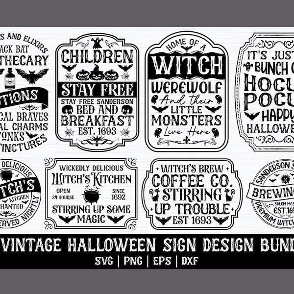 Vintage Halloween Sign Bundle, Vintage Halloween Sign svg, Halloween Sign bundle, sign svg bundle, Vintage sign bundle