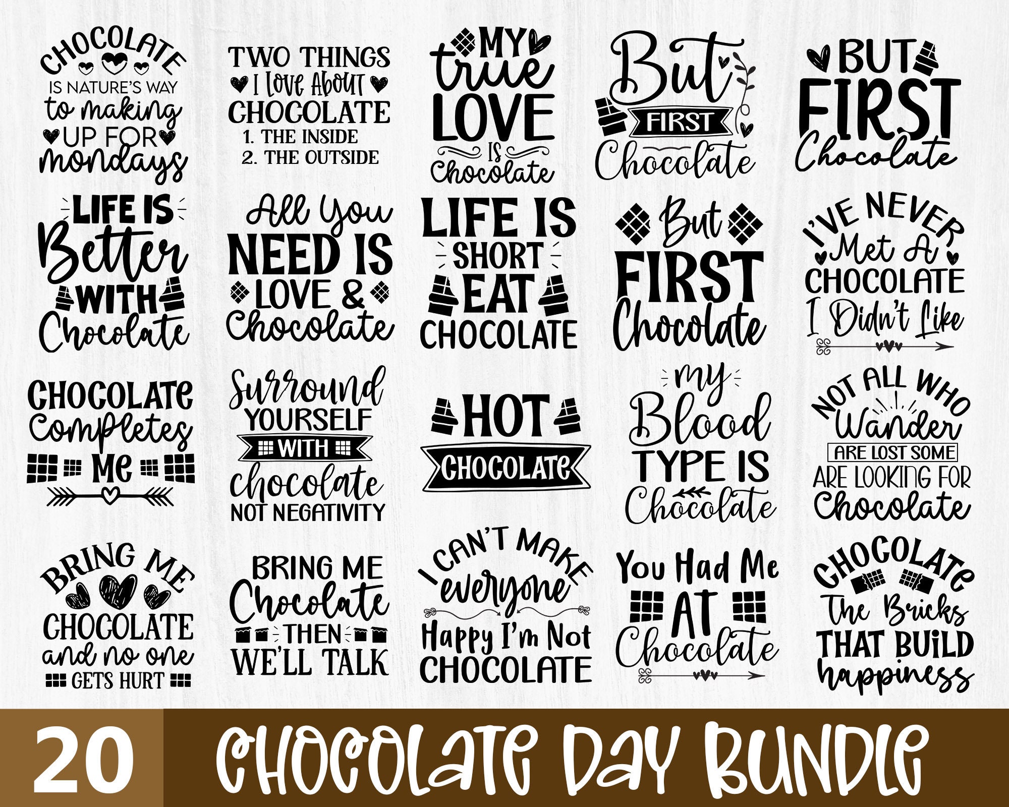 Chocolate Day Bundle Chocolate Quotes Svg Bundle Chocolate Etsy