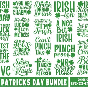 20. St Patrick's Day SVG Bundle, St Patrick's Day Zitate, St Patrick's Day Regenbogen, Gnome SVG, Regenbogen svg, Lucky SVG, File Cricut