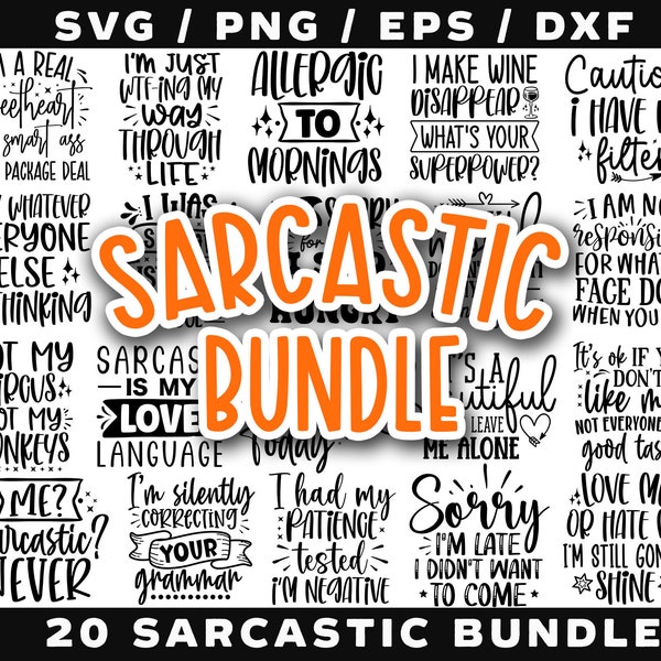 20 Sarcasm Quotes Bundle, Sarcasm svg bundle, Sarcasm bundle svg, Funny Svg Bundle, Sarcastic Sayings Svg Bundle, SVG cut files