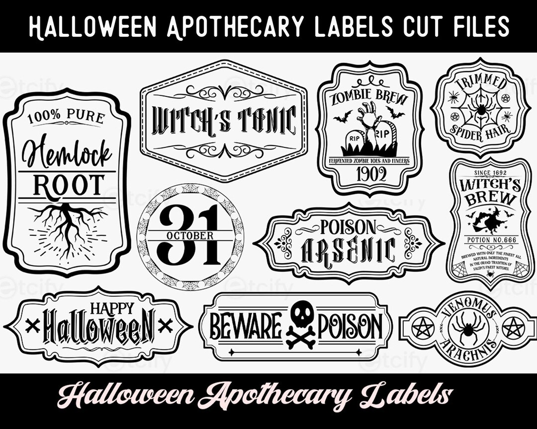 10 Halloween Apothecary Labels, Halloween Labels SVG, Halloween Potion