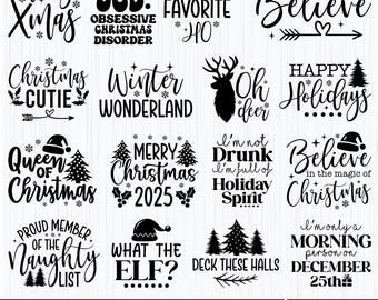 Christmas Svg Png Bundle, Christmas Ornaments Svg, Christmas Elements Svg Png, Svg Tshirt Files Holiday, Cut File Cricut