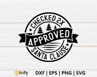 Checked 2x approved, Santa Clause svg, Santa Stamp Svg Design, North Pole Stamps, Santa Claus Stamps Cut Files, Santa's mail