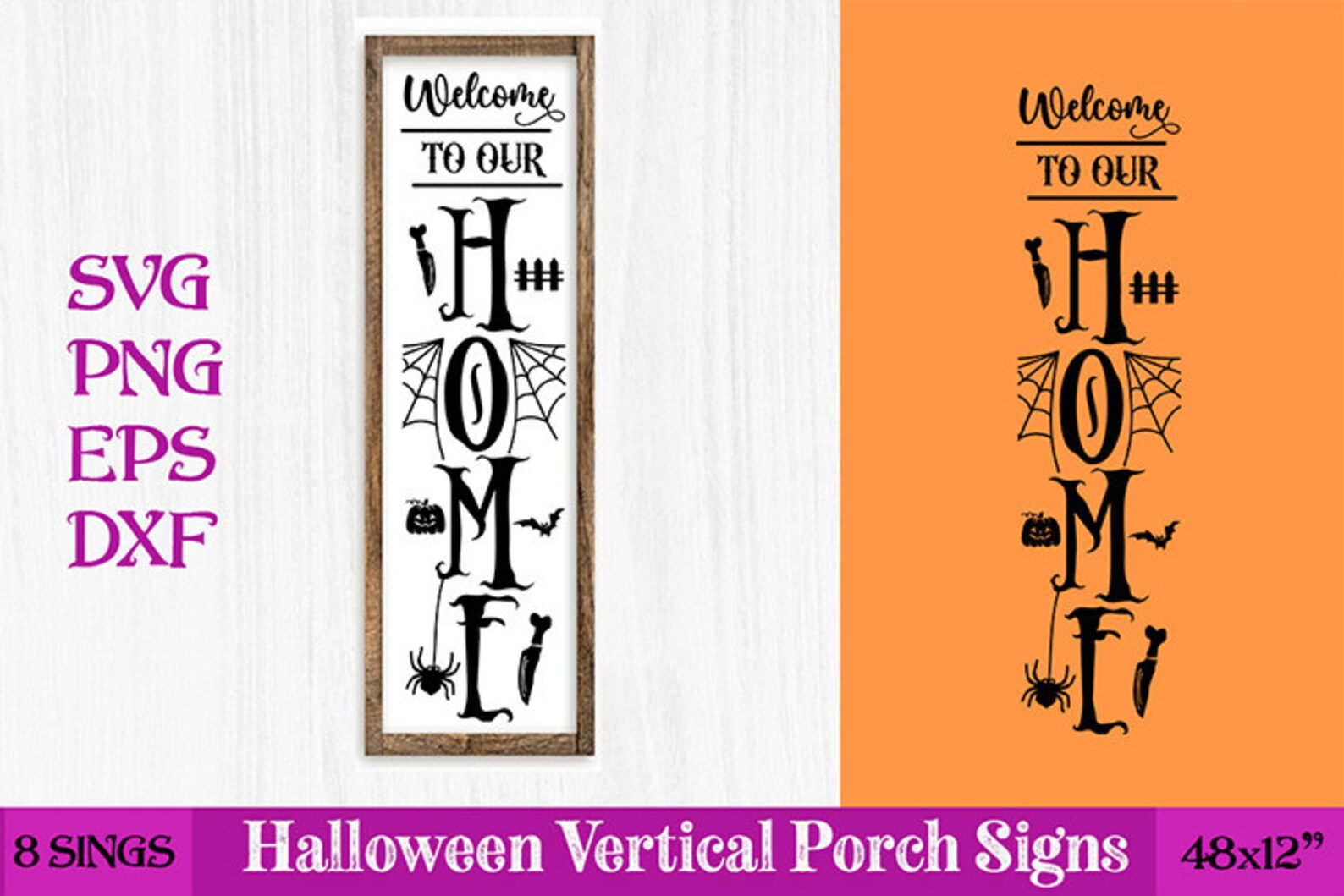 Halloween Vertical Porch Sign SVG Bundle, Halloween Porch Signs Svg ...