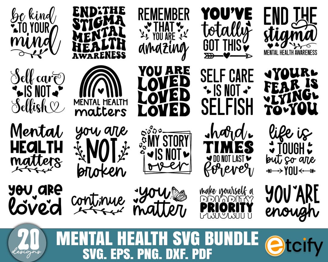 Mental Health Quotes Svg Bundle, Motivational Svg Bundle, Positive ...