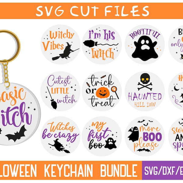 Halloween keychain svg bundle, Halloween Keychain SVG, Halloween Bundle SVG, Key Ring Pattern SVG, Keychain Background Svg