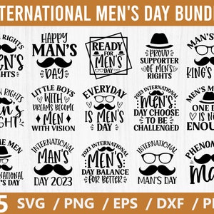 Paquete del Día Internacional del Hombre, SVG de hombre, paquete de hombres, camisa de hombre, SVG del Día del Padre, SVG de bigote, SVG de pajarita, SVG de sombrero, SVG, máquina de corte