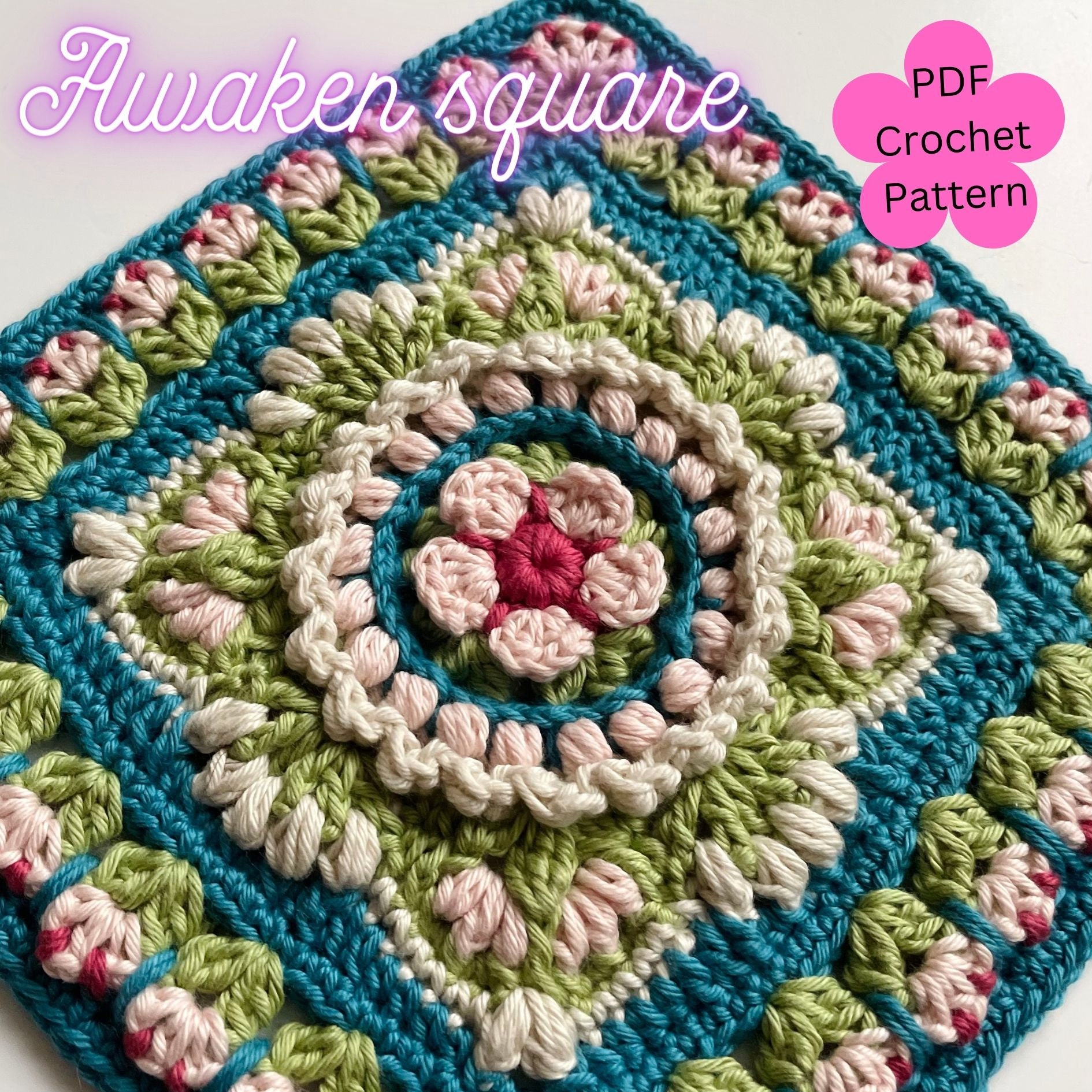 35 Crochet Blocks and Squares for Your Next Project 1 Crochet Pattern Awaken 12" square